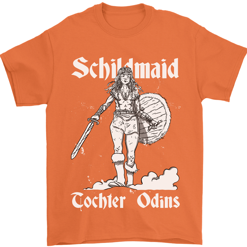 Schildmaid Viking Shield Maiden Mens T-Shirt 100% Cotton Orange