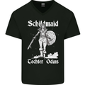 Schildmaid Viking Shield Maiden Mens V-Neck Cotton T-Shirt Black