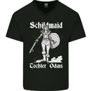 Schildmaid Viking Shield Maiden Mens V-Neck Cotton T-Shirt Black