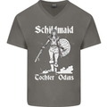 Schildmaid Viking Shield Maiden Mens V-Neck Cotton T-Shirt Charcoal