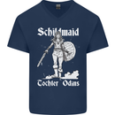 Schildmaid Viking Shield Maiden Mens V-Neck Cotton T-Shirt Navy Blue