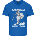 Schildmaid Viking Shield Maiden Mens V-Neck Cotton T-Shirt Royal Blue