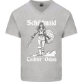 Schildmaid Viking Shield Maiden Mens V-Neck Cotton T-Shirt Sports Grey