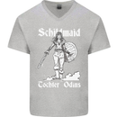 Schildmaid Viking Shield Maiden Mens V-Neck Cotton T-Shirt Sports Grey