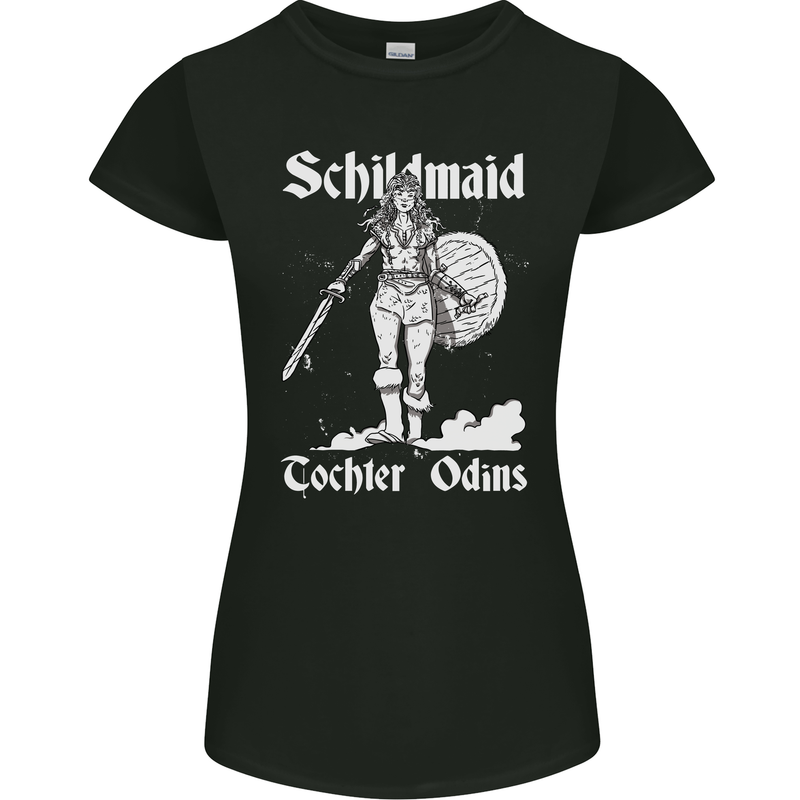 Schildmaid Viking Shield Maiden Womens Petite Cut T-Shirt Black