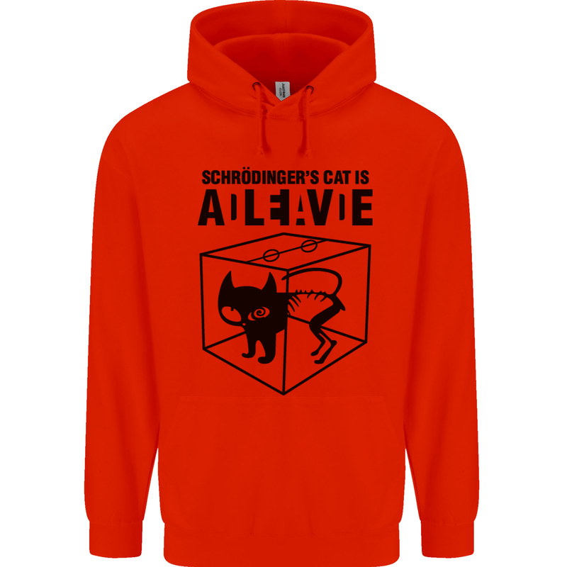 Schrodinger's Cat Science Geek Nerd Childrens Kids Hoodie Bright Red