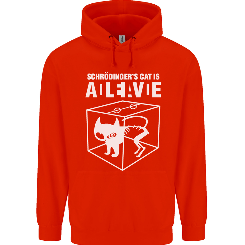 Schrodinger's Cat Science Geek Nerd Childrens Kids Hoodie Bright Red