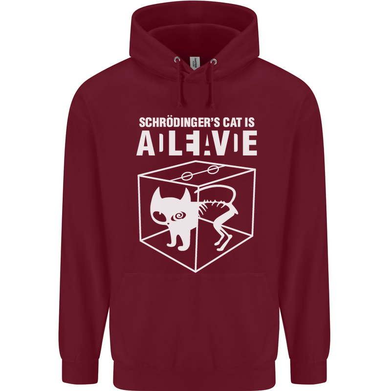 Schrodinger's Cat Science Geek Nerd Childrens Kids Hoodie Maroon