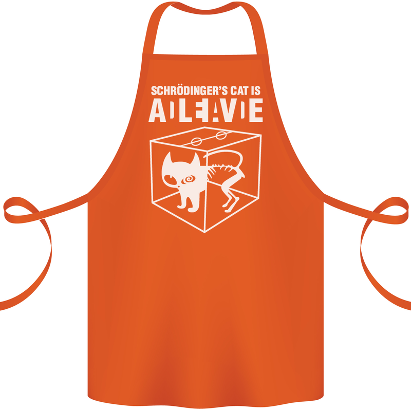 Schrodinger's Cat Science Geek Nerd Cotton Apron 100% Organic Orange