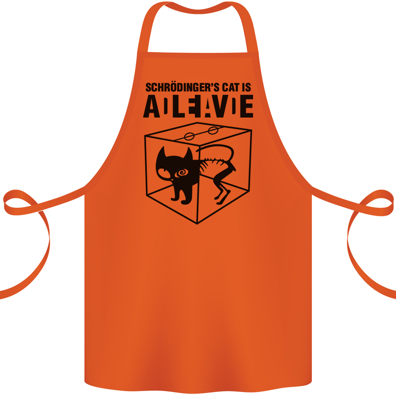 Schrodinger's Cat Science Geek Nerd Cotton Apron 100% Organic Orange