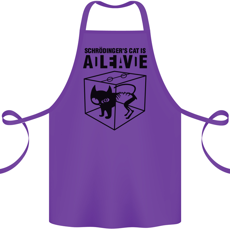 Schrodinger's Cat Science Geek Nerd Cotton Apron 100% Organic Purple