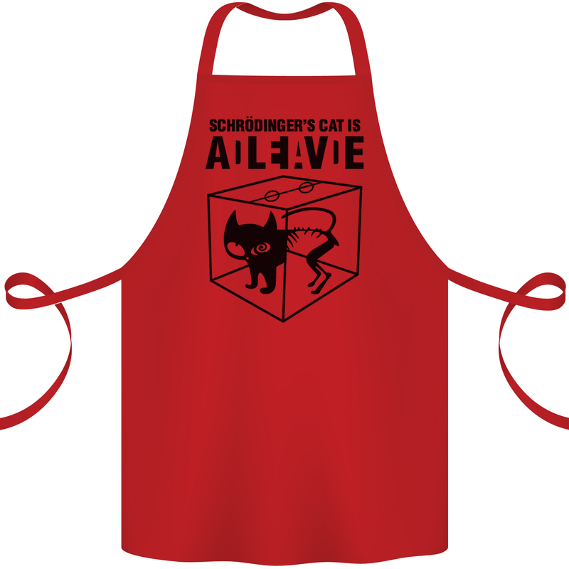 Schrodinger's Cat Science Geek Nerd Cotton Apron 100% Organic Red