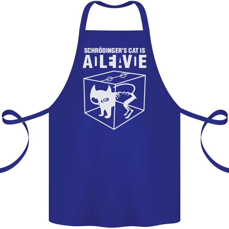 Schrodinger's Cat Science Geek Nerd Cotton Apron 100% Organic Royal Blue