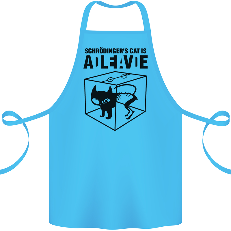 Schrodinger's Cat Science Geek Nerd Cotton Apron 100% Organic Turquoise