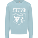 Schrodinger's Cat Science Geek Nerd Kids Sweatshirt Jumper Light Blue