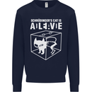 Schrodinger's Cat Science Geek Nerd Kids Sweatshirt Jumper Navy Blue