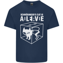 Schrodinger's Cat Science Geek Nerd Kids T-Shirt Childrens Navy Blue