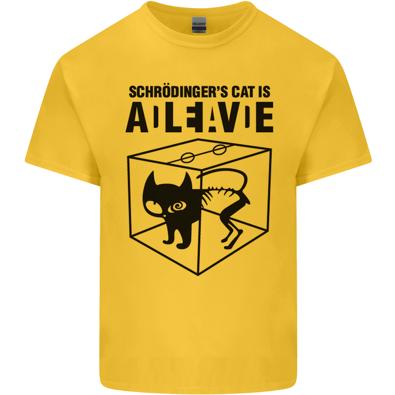 Schrodinger's Cat Science Geek Nerd Kids T-Shirt Childrens Yellow