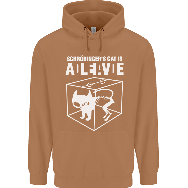 Schrodinger's Cat Science Geek Nerd Mens 80% Cotton Hoodie Caramel Latte