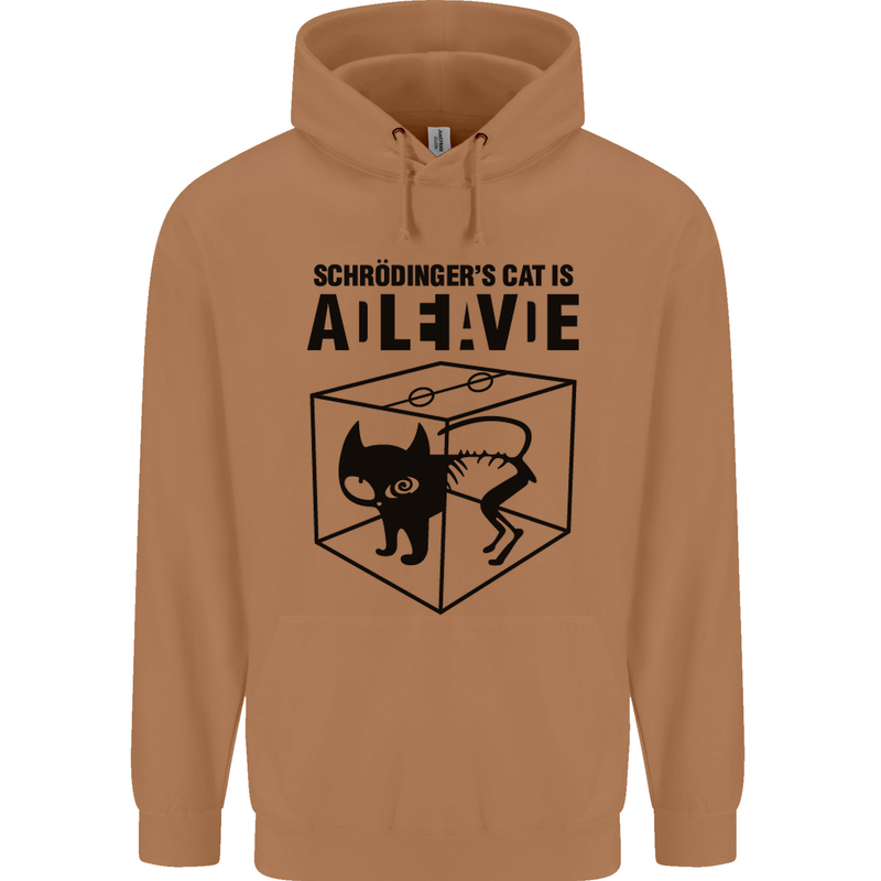 Schrodinger's Cat Science Geek Nerd Mens 80% Cotton Hoodie Caramel Latte