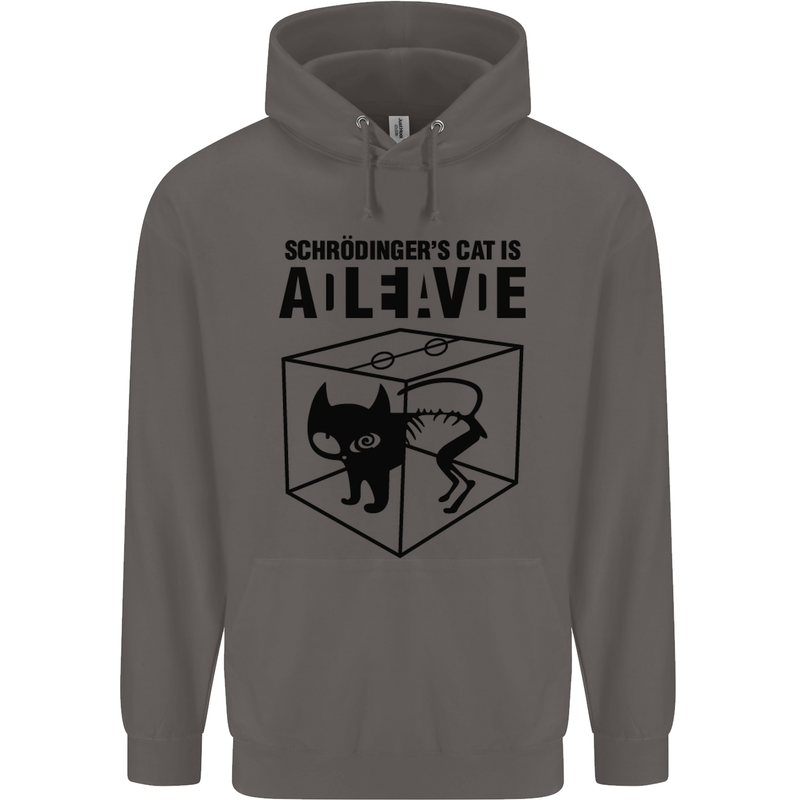 Schrodinger's Cat Science Geek Nerd Mens 80% Cotton Hoodie Charcoal