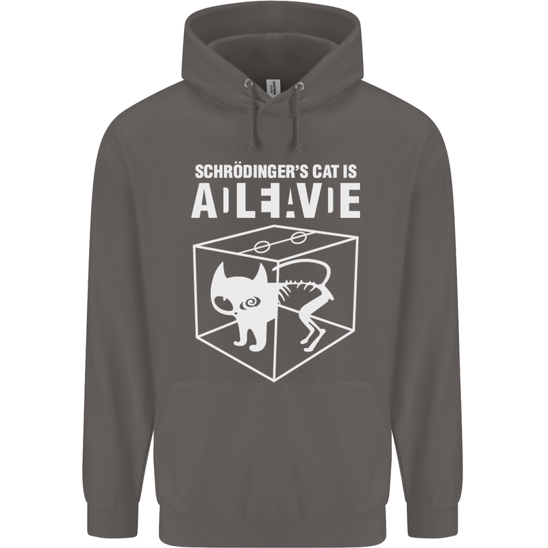 Schrodinger's Cat Science Geek Nerd Mens 80% Cotton Hoodie Charcoal
