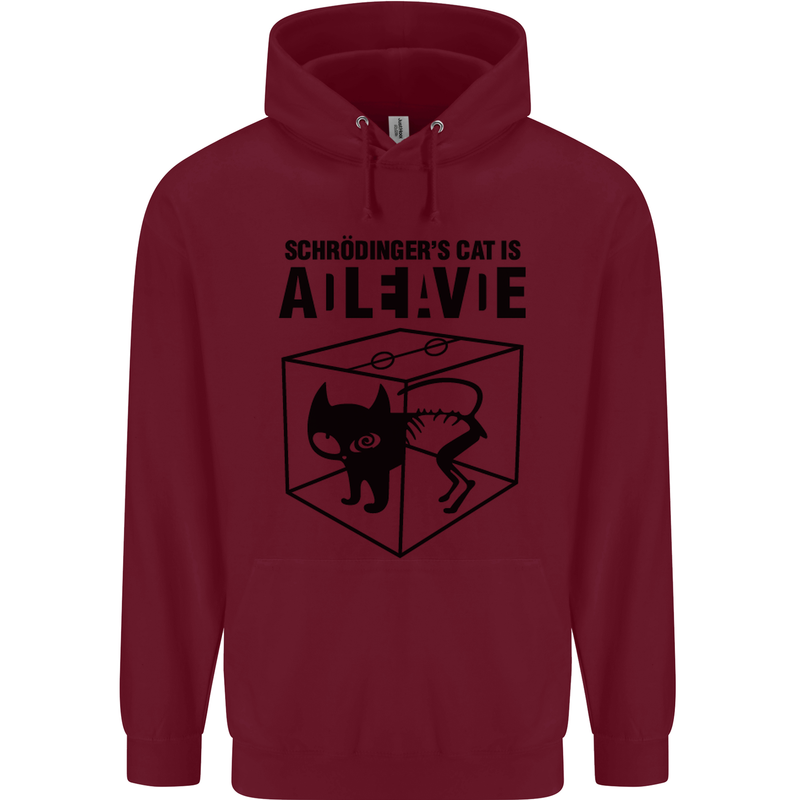 Schrodinger's Cat Science Geek Nerd Mens 80% Cotton Hoodie Maroon