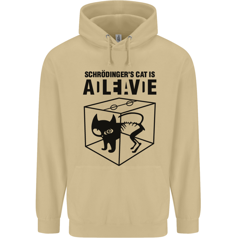 Schrodinger's Cat Science Geek Nerd Mens 80% Cotton Hoodie Sand