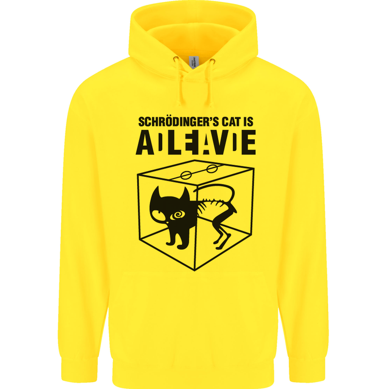 Schrodinger's Cat Science Geek Nerd Mens 80% Cotton Hoodie Yellow