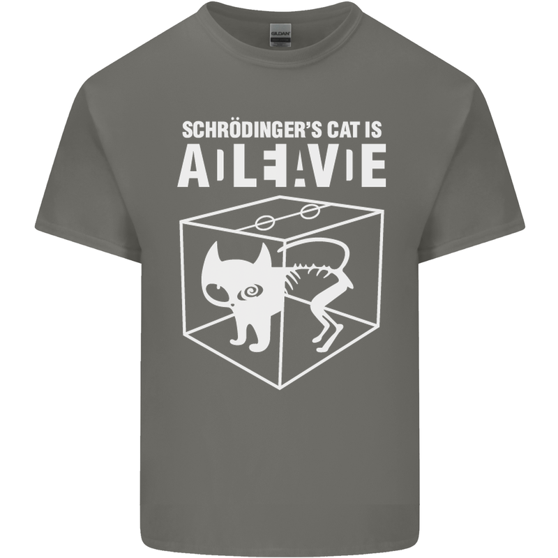 Schrodinger's Cat Science Geek Nerd Mens Cotton T-Shirt Tee Top Charcoal