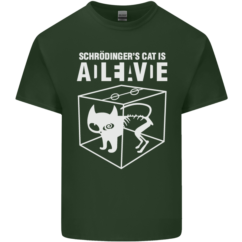 Schrodinger's Cat Science Geek Nerd Mens Cotton T-Shirt Tee Top Forest Green