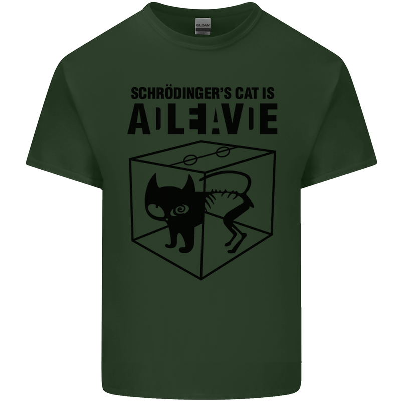 Schrodinger's Cat Science Geek Nerd Mens Cotton T-Shirt Tee Top Forest Green