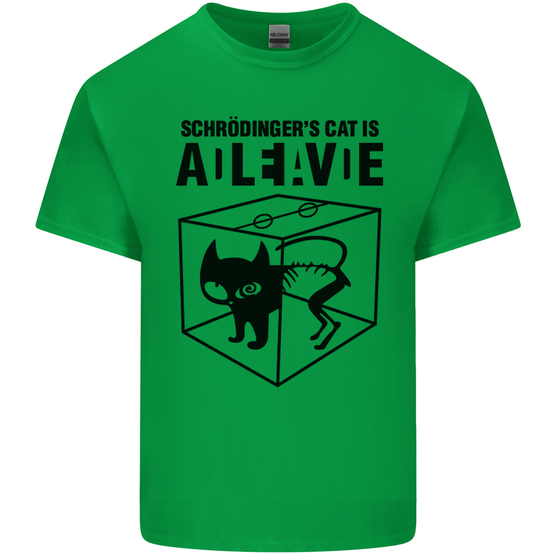 Schrodinger's Cat Science Geek Nerd Mens Cotton T-Shirt Tee Top Irish Green