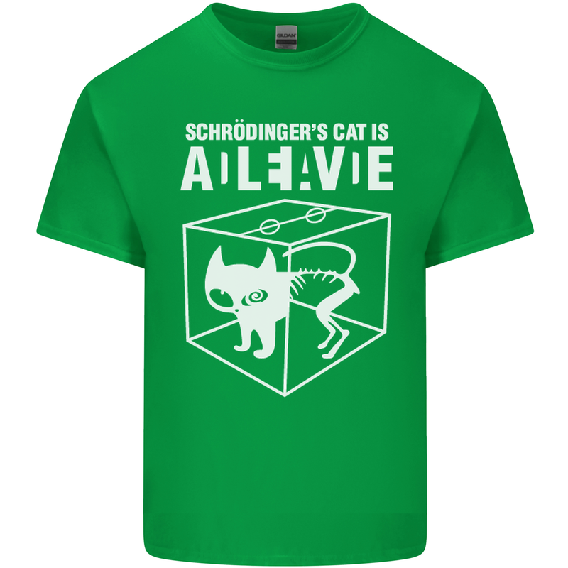 Schrodinger's Cat Science Geek Nerd Mens Cotton T-Shirt Tee Top Irish Green