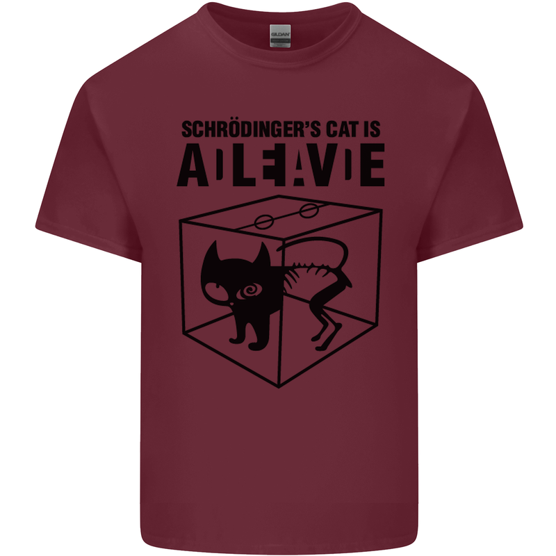 Schrodinger's Cat Science Geek Nerd Mens Cotton T-Shirt Tee Top Maroon