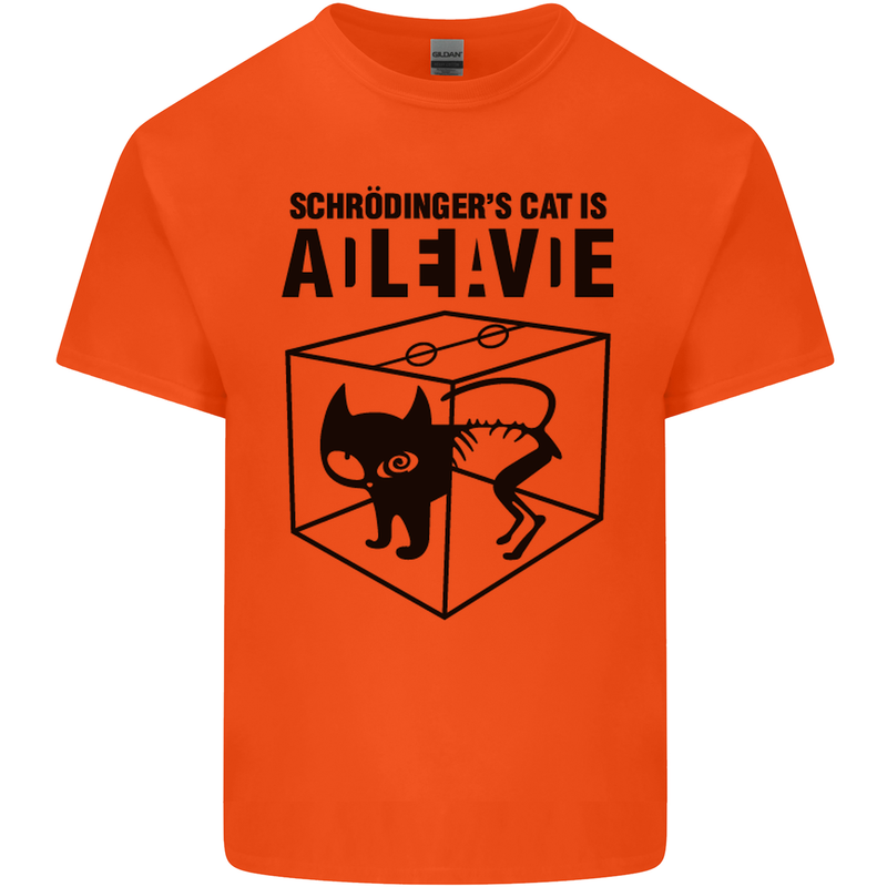 Schrodinger's Cat Science Geek Nerd Mens Cotton T-Shirt Tee Top Orange