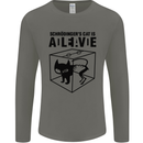 Schrodinger's Cat Science Geek Nerd Mens Long Sleeve T-Shirt Charcoal