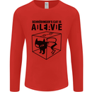 Schrodinger's Cat Science Geek Nerd Mens Long Sleeve T-Shirt Red