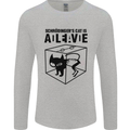 Schrodinger's Cat Science Geek Nerd Mens Long Sleeve T-Shirt Sports Grey