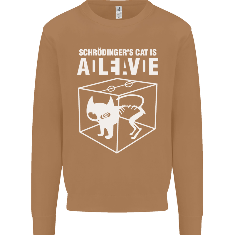 Schrodinger's Cat Science Geek Nerd Mens Sweatshirt Jumper Caramel Latte