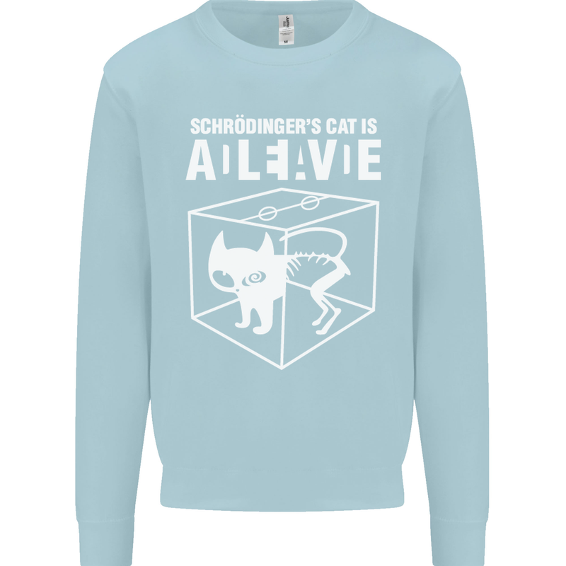 Schrodinger's Cat Science Geek Nerd Mens Sweatshirt Jumper Light Blue