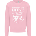 Schrodinger's Cat Science Geek Nerd Mens Sweatshirt Jumper Light Pink