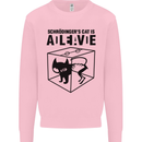 Schrodinger's Cat Science Geek Nerd Mens Sweatshirt Jumper Light Pink