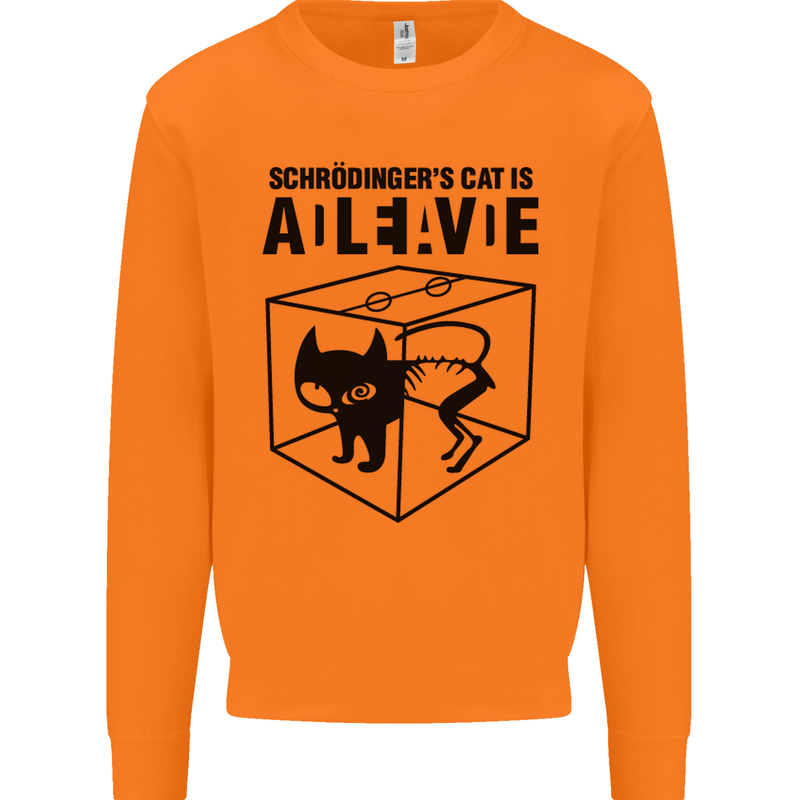 Schrodinger's Cat Science Geek Nerd Mens Sweatshirt Jumper Orange