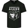 Schrodinger's Cat Science Geek Nerd Mens V-Neck Cotton T-Shirt Black