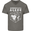 Schrodinger's Cat Science Geek Nerd Mens V-Neck Cotton T-Shirt Charcoal