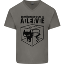 Schrodinger's Cat Science Geek Nerd Mens V-Neck Cotton T-Shirt Charcoal