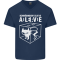 Schrodinger's Cat Science Geek Nerd Mens V-Neck Cotton T-Shirt Navy Blue