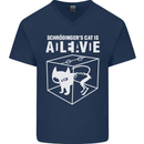 Schrodinger's Cat Science Geek Nerd Mens V-Neck Cotton T-Shirt Navy Blue