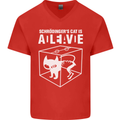 Schrodinger's Cat Science Geek Nerd Mens V-Neck Cotton T-Shirt Red